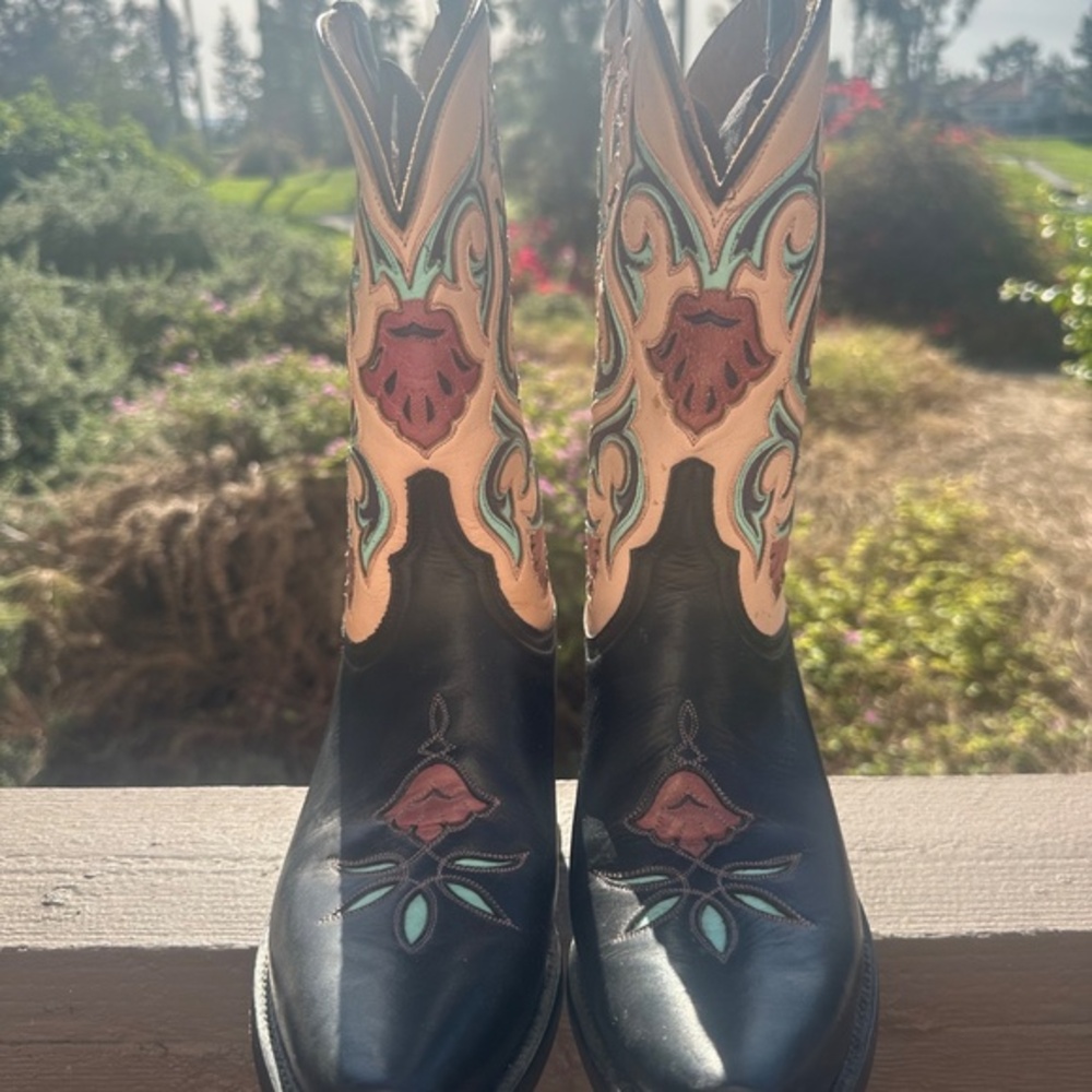 NWT ! Vintage Lucchese Art Nouveau Floral Cowgirl Boots Made in Mexico Size 8! - Picture 2 of 15